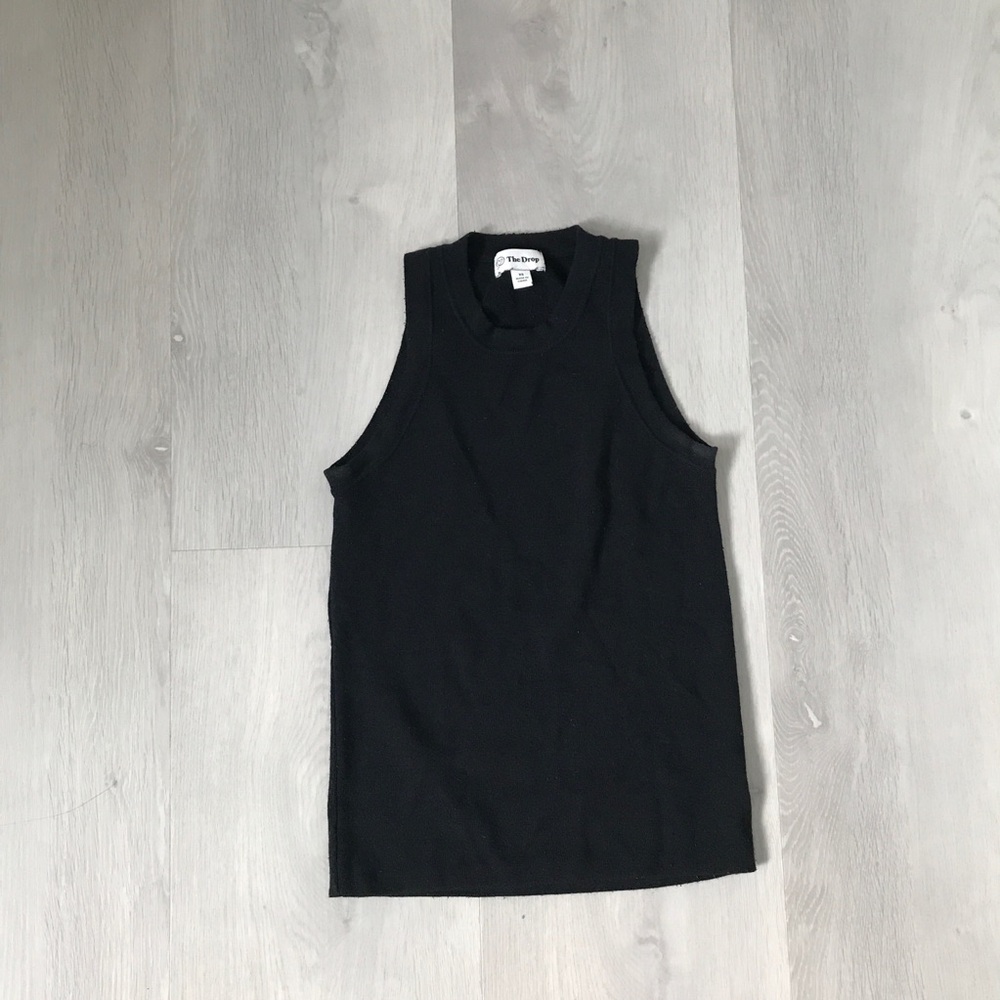 THE DROP BLACK SLEEVELESS HIGH NECK TANK TOP WOMENS SMALL